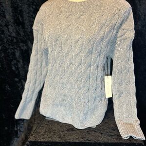 Rachel Zoe Light Gray Cable Knit Sweater